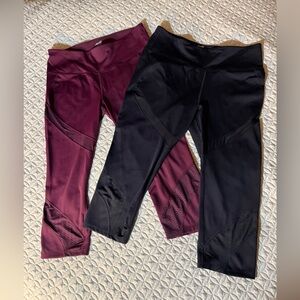 TWO PAIR! Avia compression leggings with mesh cutouts and leg detailing.